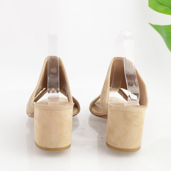 Vince Womens Benetta Mule Sandal Size 9 Nude Tan Suede Slide Chunky Block Heels - Picture 4 of 12